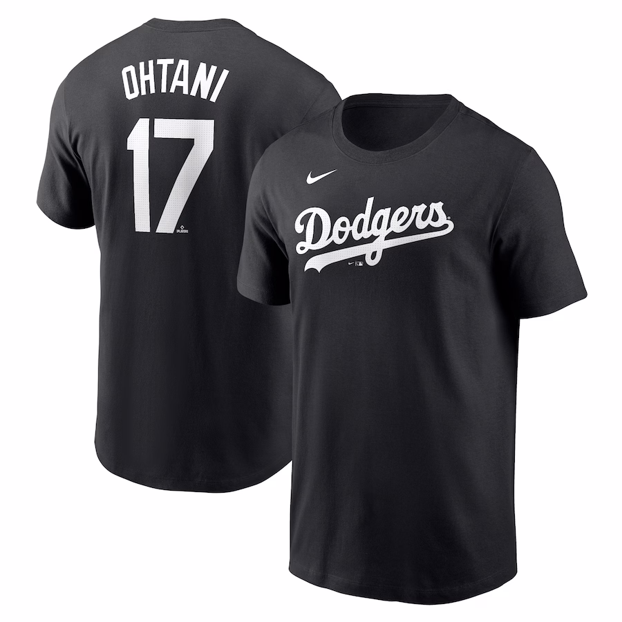 Men's Los Angeles Dodgers Shohei Ohtani Nike Black 2024 Fuse Name & Number T-Shirt メンズ ロサンゼルス・ドジャース 大谷翔平 ブラック T-シャツ