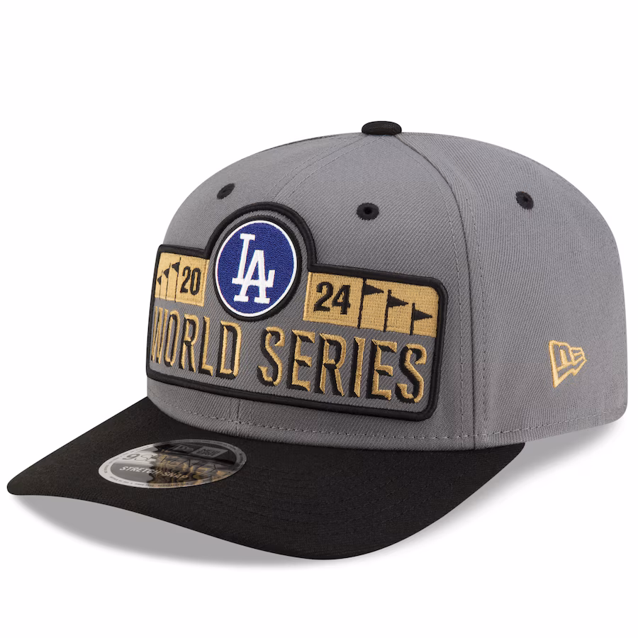 Men's Los Angeles Dodgers New Era Gray 2024 National League Champions Locker Room 9SEVENTY Stretch-Snap Hat メンズ ロサンゼルス・ドジャース 2024年 ナショナル・リーグ・チャンピオン(ワールド・シリーズ進出)キャップ